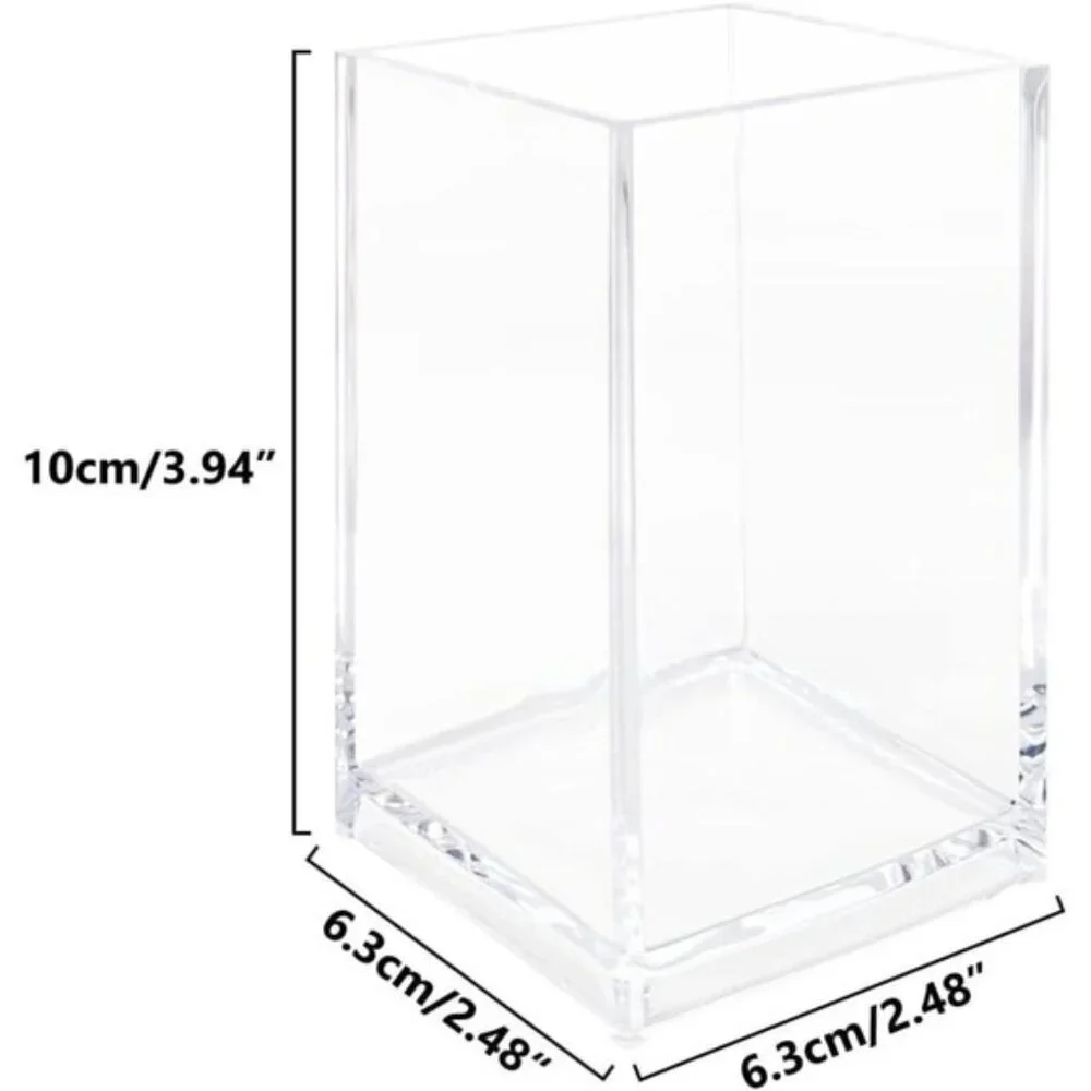 3-Pack Clear Acrylic Makeup Brush & Pencil Holders for Desk or Vanity Storage
